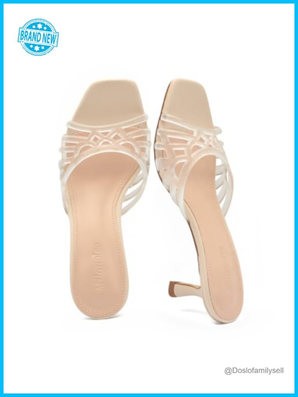 Jelly Kitten Heel Sandals Square Toe Slip On Memory Foam Women